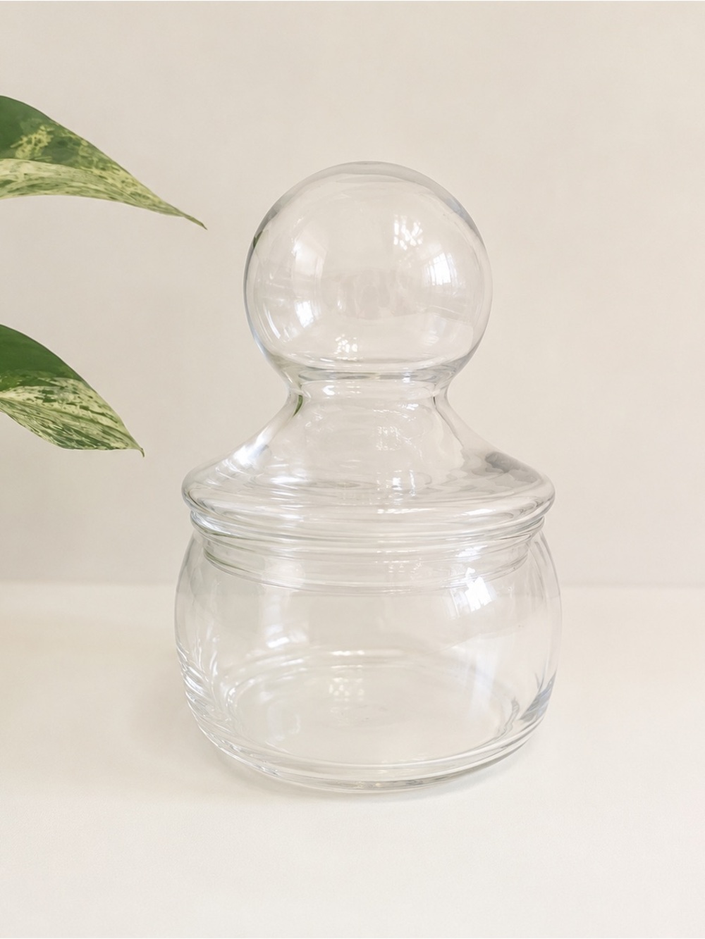 Clear Glass Apothecary Jar with Rounded Lid